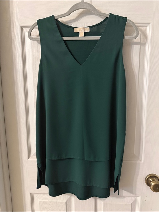 Michael Kors Tops - Michael Kors Deep Green Sleeveless V-Neck Top